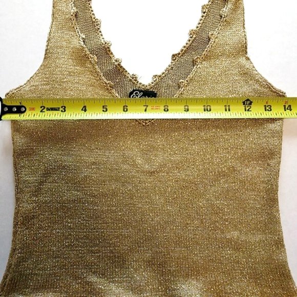 Gold Luxury Hand-Knit Sleeveless Top by Elaris Size Small - Picture 7 of 8